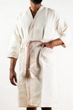 Load image into Gallery viewer, Soft Off-White 100% Cotton Waffle Bath Robe